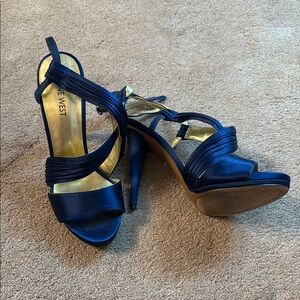 Nine West Blue Strappy Heels for Formal Occasions
